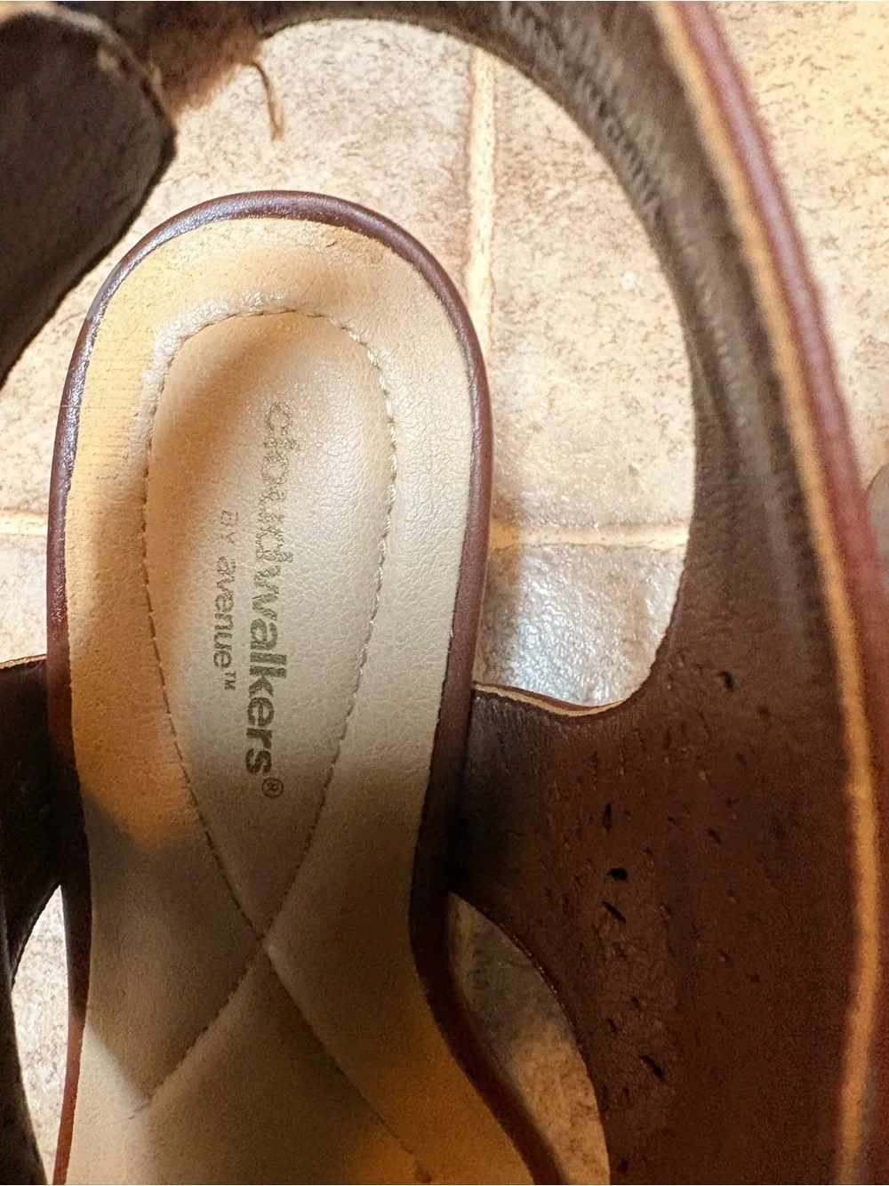 Avenue Brown Perforated Leather Slingback Sandals - Women